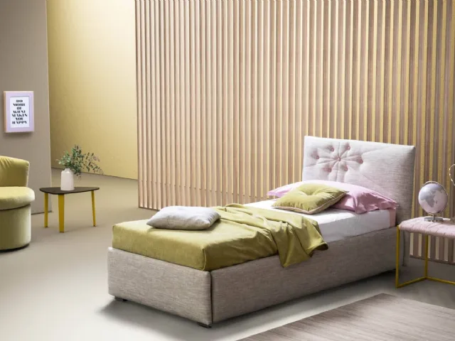 Single modern upholstered bed Bloom by Bside