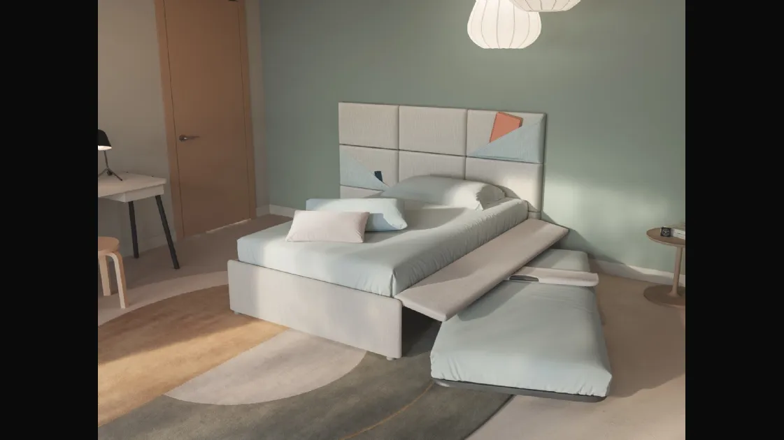 Single bed with pull-out bed Marlene boiserie by Twils.