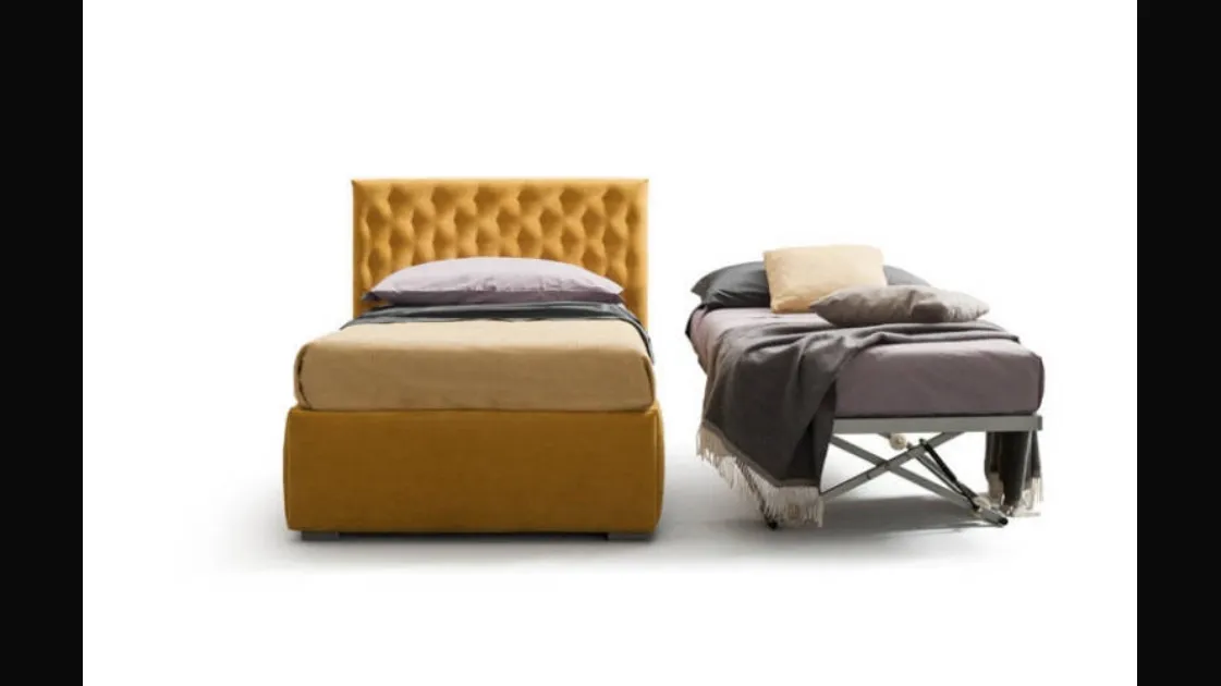 Single bed in fabric with quilted headboard Break by Bside