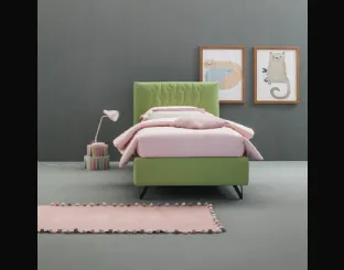 Modern single bed in fabric with Loop headboard by Bside