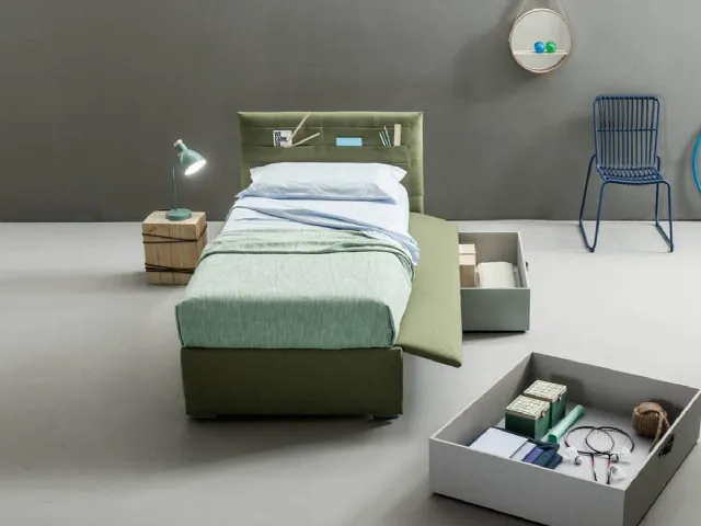 Single bed with Pocket storage drawers by Bside.