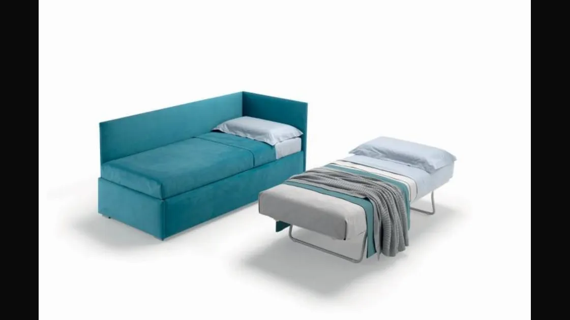 Single bed in upholstered fabric with pull-out bed Twice Angolo Alto by Bside.