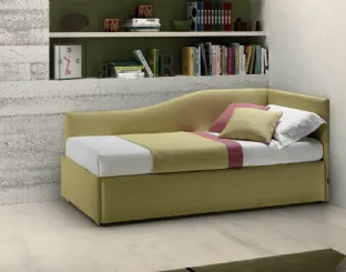 Fabric bed with Twice Shaped Corner Headboard by Bside.