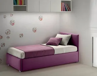 Upholstered fabric bed with removable cover and Twice headboard by Bside Bed.