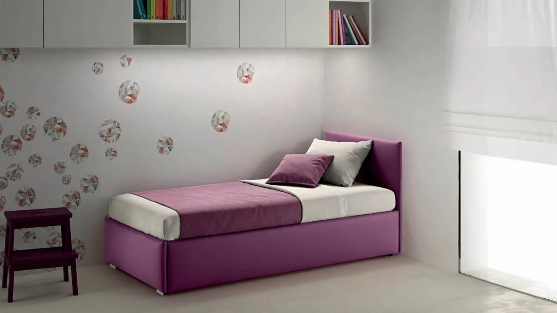 Upholstered fabric bed with removable cover and Twice headboard by Bside Bed.