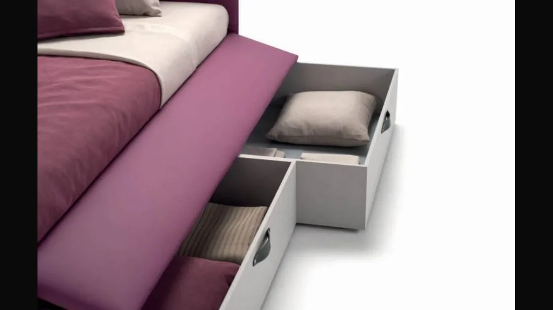 Padded bed with Twice Bside bed storage drawers.