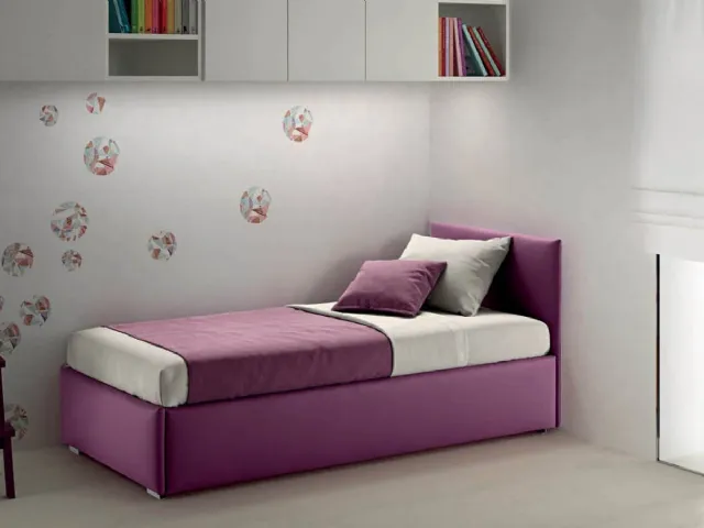 Upholstered fabric bed with removable cover and Twice headboard by Bside Bed.