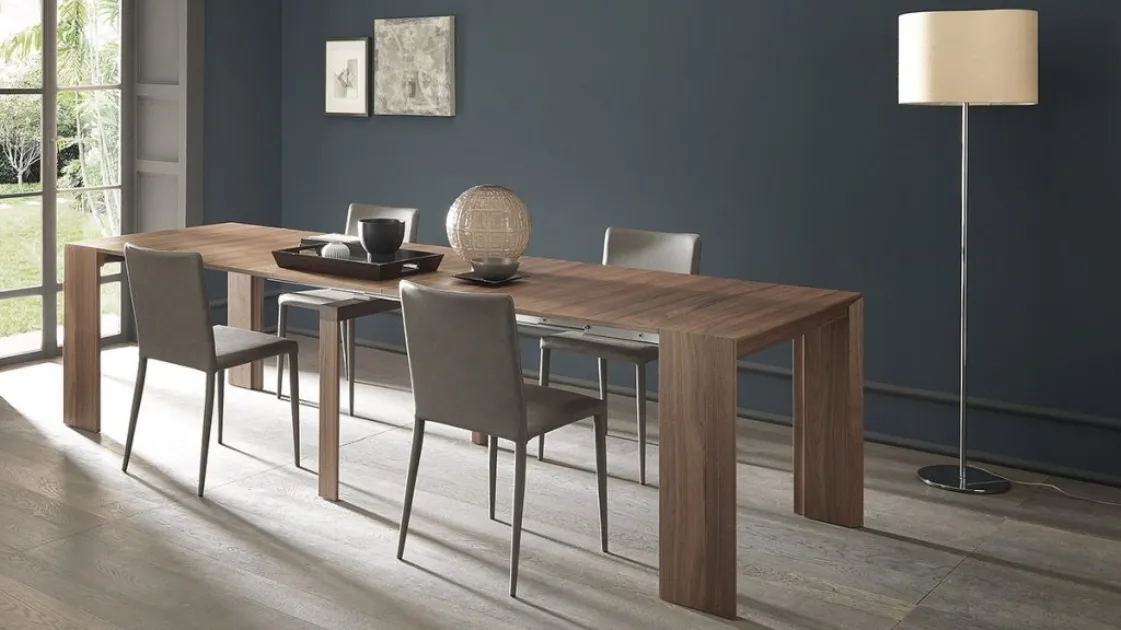 Extendable console table with telescopic mechanism David in Altacom wood.