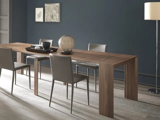 Extendable console table with telescopic mechanism David in Altacom wood.