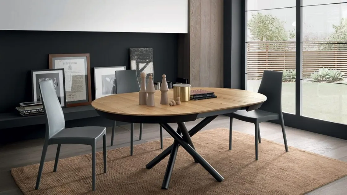 Extendable round table Fahrenheit in Oak by Altacom.