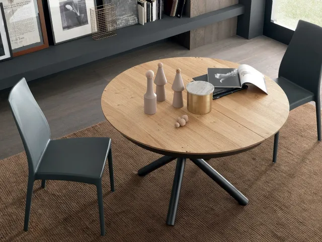 Extendable round table Fahrenheit in Oak by Altacom.