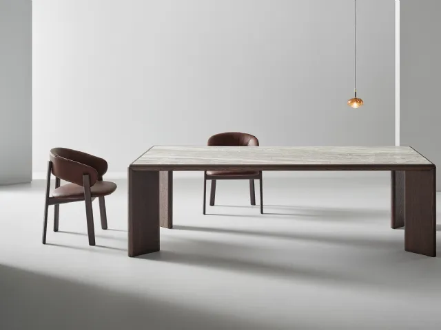Oshi Table in ceramic and wood by Bonaldo