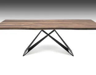 Walnut wood table and Premier Wood steel base by Cattelan Italia