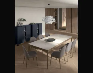 Savoy table in stoneware and wood by Tomasella.