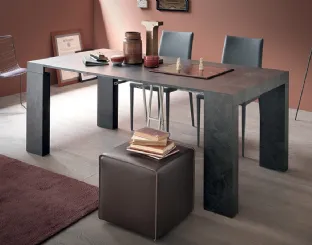 Extendable Square console table in melamine coated with telescopic aluminum mechanism by Altacom.