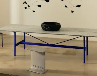 Zinc table with Luserna stone marble by Desalto.