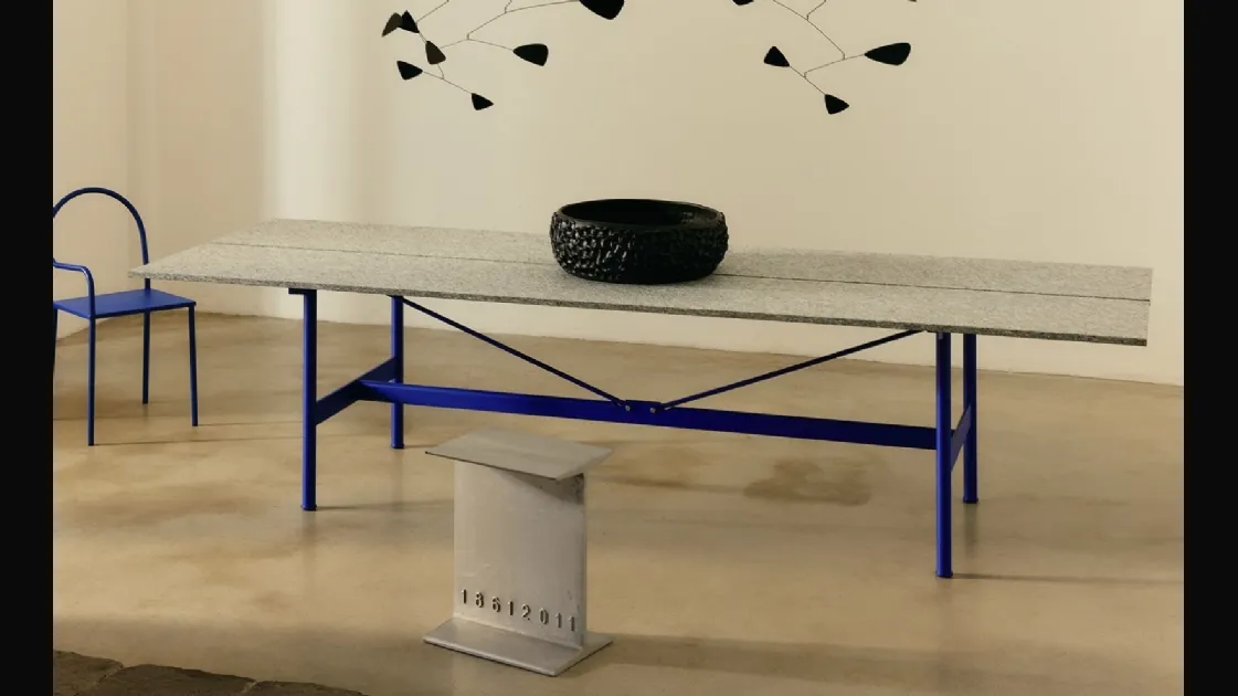 Zinc table with Luserna stone marble by Desalto.