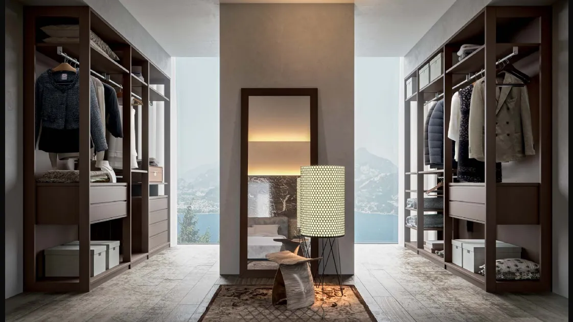 Walk-in closet Wall Domino 09 in matte moka lacquer by Veneran.
