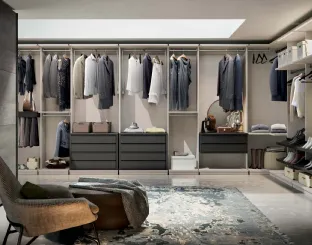 Wall Domino 36 Wardrobe in Anthracite matt lacquer and Setatex melamine by Veneran.