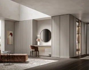 Wardrobe with swing door Canneté lacquered in Corda by Veneran