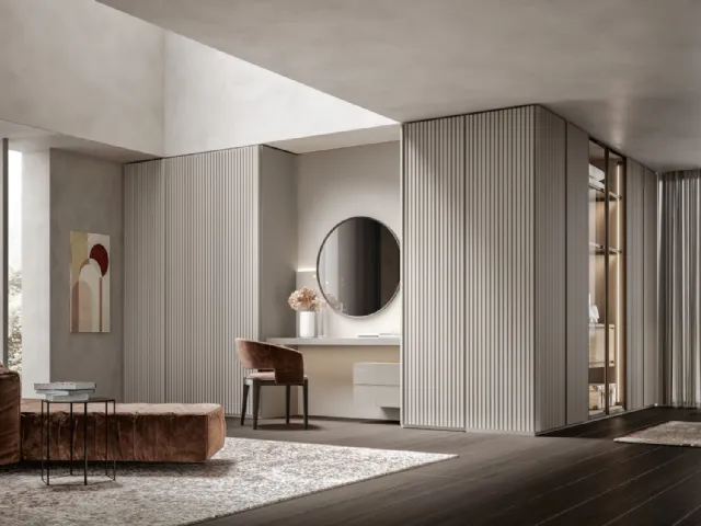 Wardrobe with swing door Canneté lacquered in Corda by Veneran