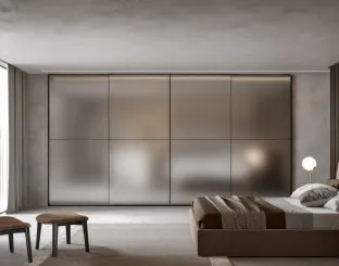 Wardrobe with sliding doors Cuba Acid-etched Bronze Mirror by Veneran