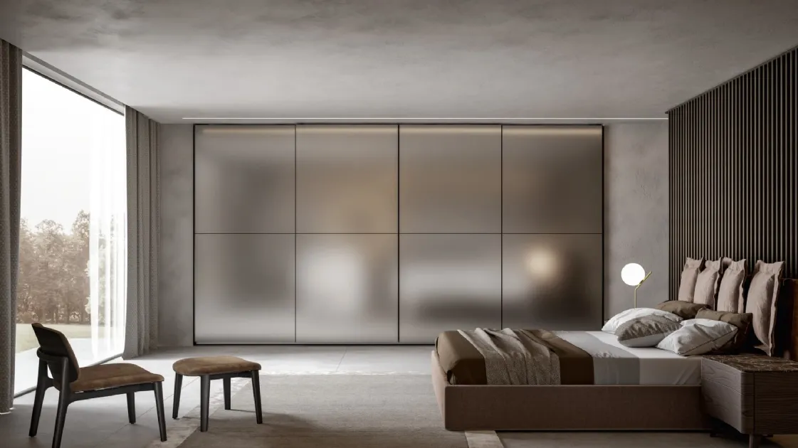 Wardrobe with sliding doors Cuba Acid-etched Bronze Mirror by Veneran