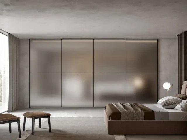Wardrobe with sliding doors Cuba Acid-etched Bronze Mirror by Veneran
