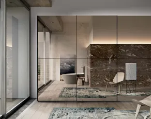 Cuba sliding door wardrobe with bronze mirror by Veneran.
