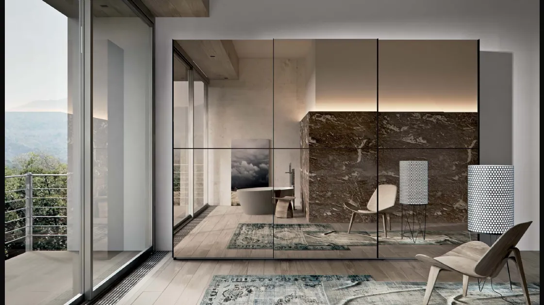 Cuba sliding door wardrobe with bronze mirror by Veneran.