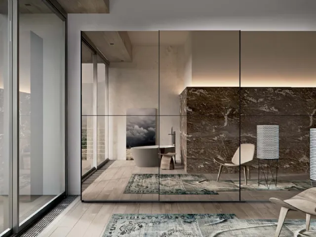 Cuba sliding door wardrobe with bronze mirror by Veneran.