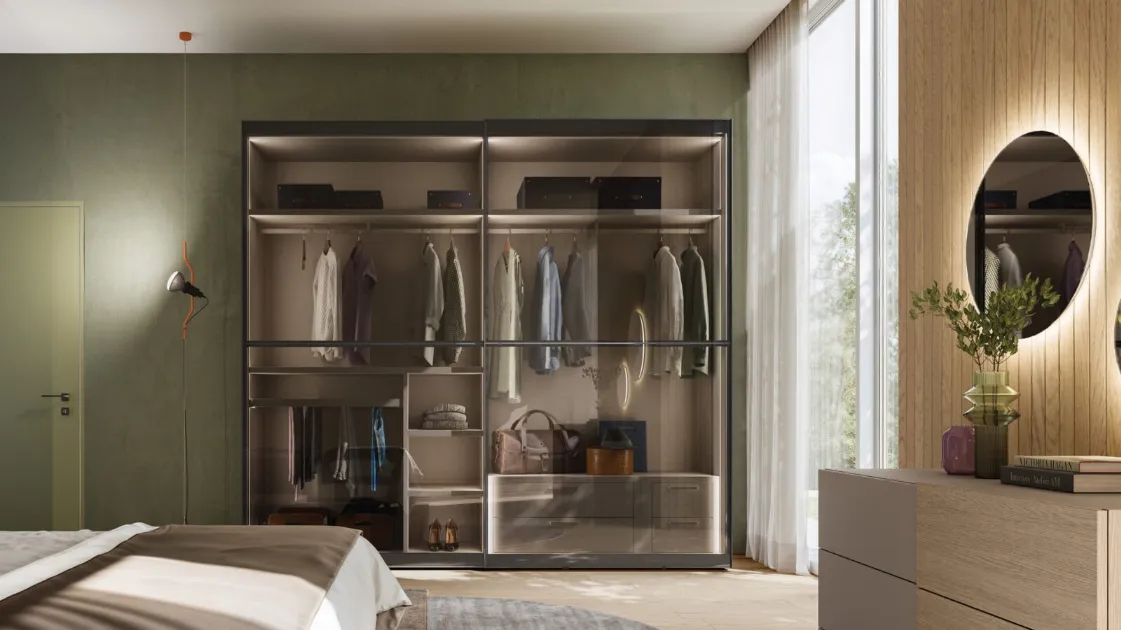 Wardrobe with sliding glass door Dama 41 by Orme