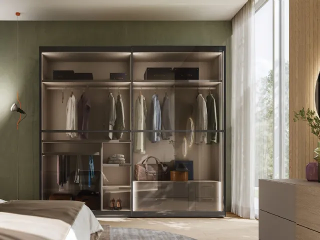 Wardrobe with sliding glass door Dama 41 by Orme