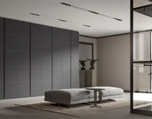 Wardrobe with swing doors Green in Gray leather by Veneran.