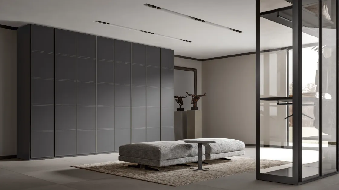 Wardrobe with swing doors Green in Gray leather by Veneran.