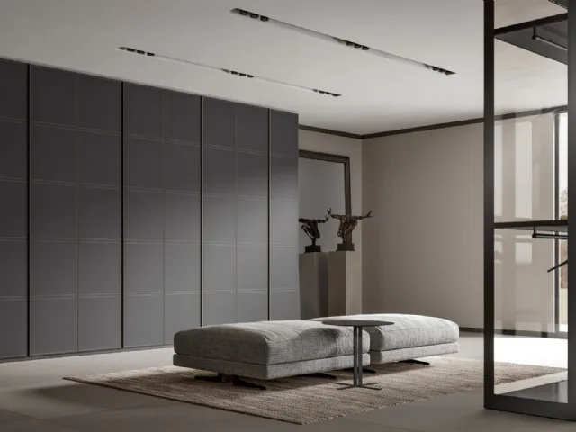 Wardrobe with swing doors Green in Gray leather by Veneran.