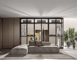 Wardrobe with swinging doors Green in Tortora Leather by Veneran