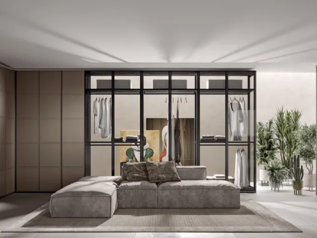 Wardrobe with swinging doors Green in Tortora Leather by Veneran