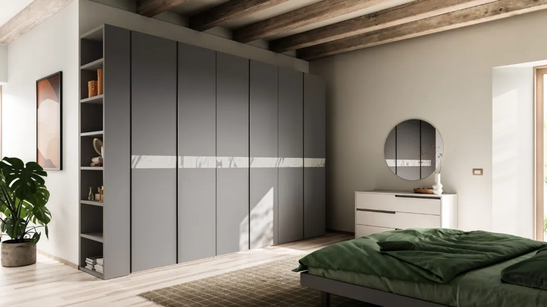 Custom-made Lena 35 wardrobe with Orme marble insert.