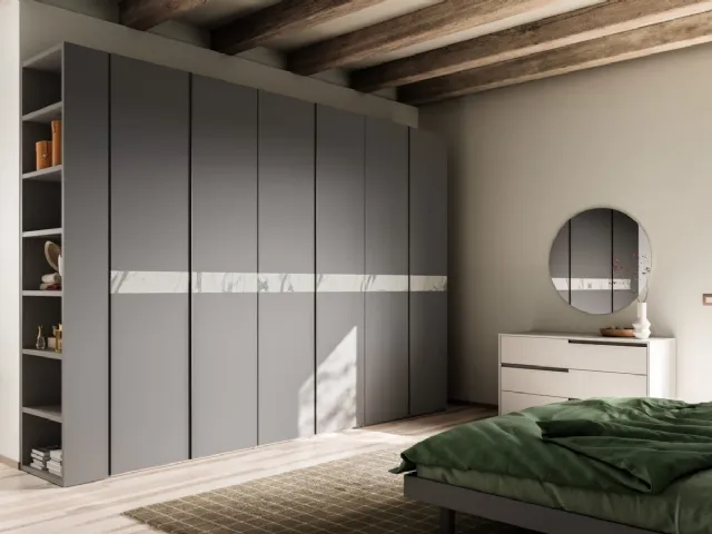Custom-made Lena 35 wardrobe with Orme marble insert.