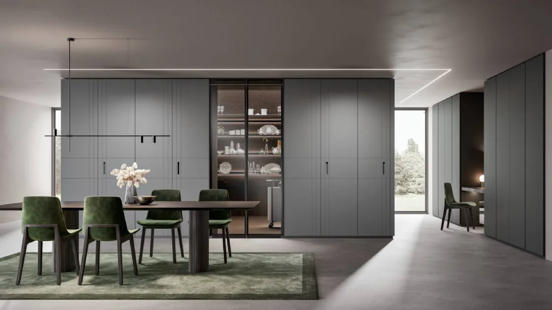 Wardrobe with swing doors New Line in Smoke lacquered by Veneran.