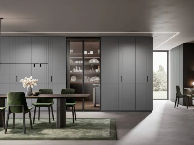 Wardrobe with swing doors New Line in Smoke lacquered by Veneran.