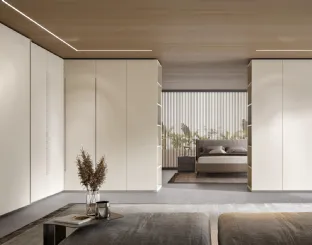 Wardrobe with smooth swing doors, lacquered in Veneran Butter.