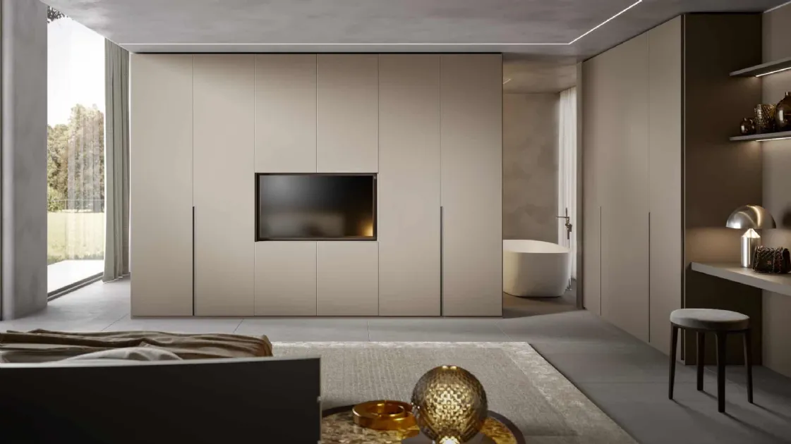 Wardrobe with hinged doors Smooth lacquered Ecrù by Veneran