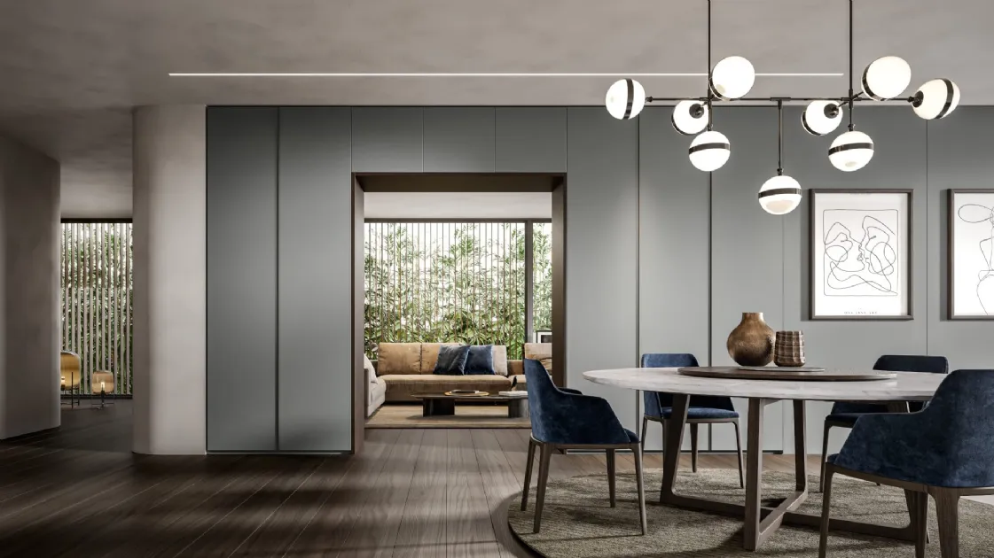 Smooth lacquered Fumo di Veneran bridge wardrobe
