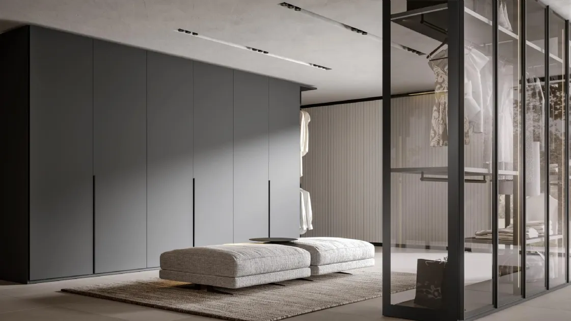 Wardrobe with swinging doors Smooth lacquered Smoke by Veneran