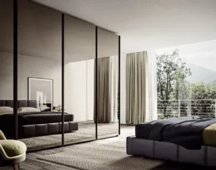 Wardrobe with sliding doors Smooth- Bronze mirror by Veneran.