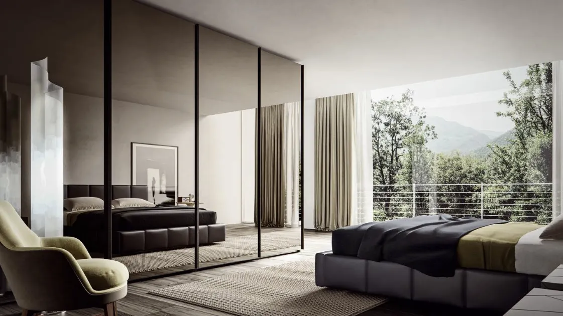 Wardrobe with sliding doors Smooth- Bronze mirror by Veneran.