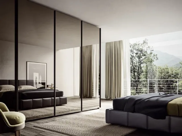 Wardrobe with sliding doors Smooth- Bronze mirror by Veneran.