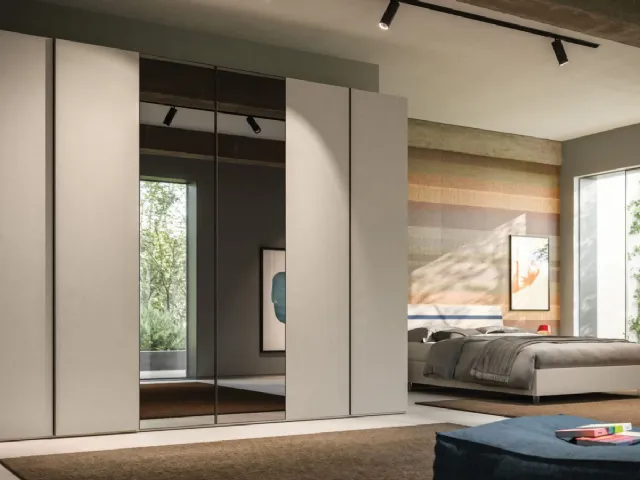Wardrobe with swing door Manlò + Mirror 28 by Orme